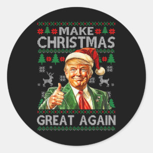 Adesivo Redondo Faça o Natal Grande Novamente Pijamas Xmas Trump S