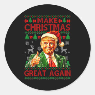 Adesivo Redondo Faça o Natal Grande Novamente Xmas Divertido Trump
