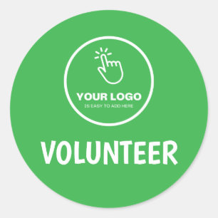 Adesivo Redondo Faça o upload fácil do seu logotipo verde-voluntár