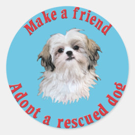 Adesivo Redondo Faça Um Amigo - Shih Tzu