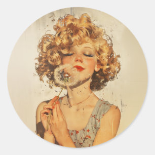 Adesivo Redondo Faça um Dandelion de desejo