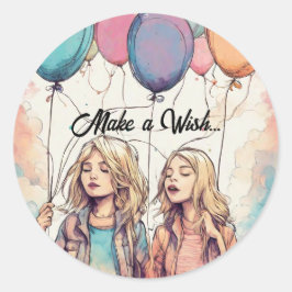 Adesivo Redondo Faça uma Festa de aniversário de desejo