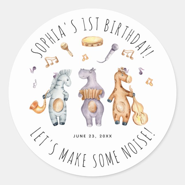 Adesivo Redondo Façam Bons Bons Animais Africanos Aniversário (Frente)