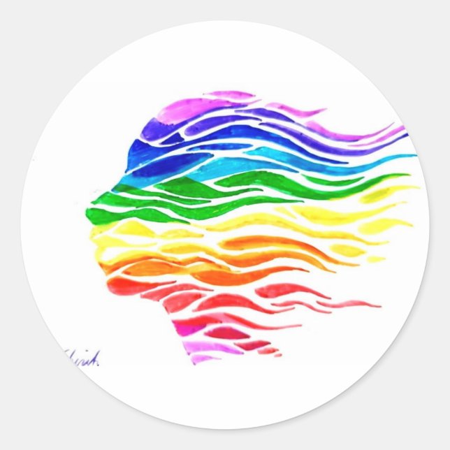 Adesivo Redondo Face arco-íris (Frente)