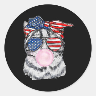 Adesivo Redondo Face Bubblegum 4 De Julho Meowica Independence Da
