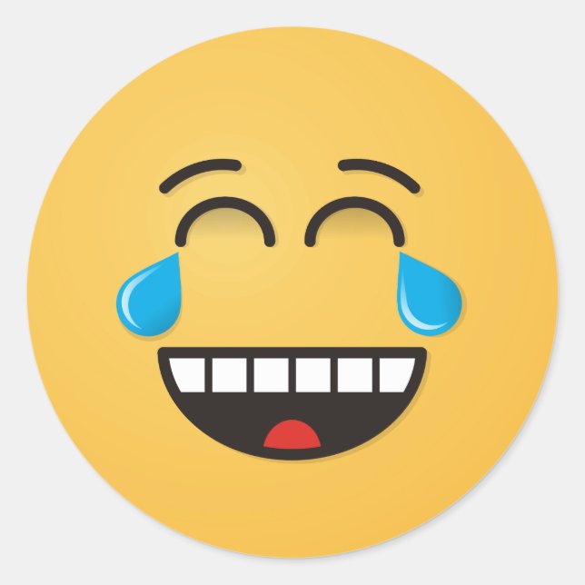 Adesivo Redondo Face com lágrimas de alegria (Frente)