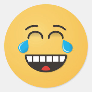 Adesivo Redondo Face com lágrimas de alegria