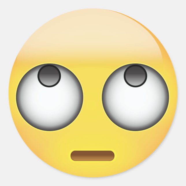 Adesivo Redondo Face com Olhos Rolantes Emoji (Frente)