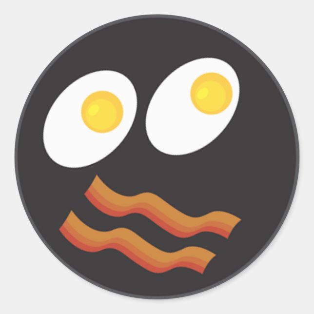 Adesivo Redondo face de bacon e ovos (Frente)