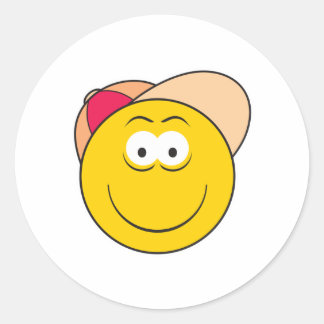 Adesivo Redondo Face de Baseball Hat