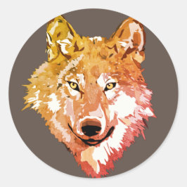 Adesivo Redondo Face de lobo solitário em aquarela