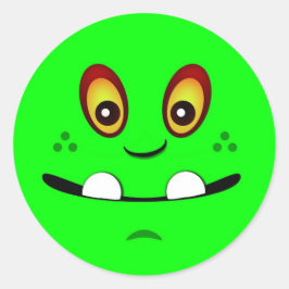 Adesivo Redondo Face de monstro do Verde limão bonito com uma part