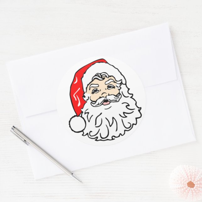 Adesivo Redondo Face de Papai Noel (Envelope)