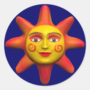 Adesivo Redondo Face do sol