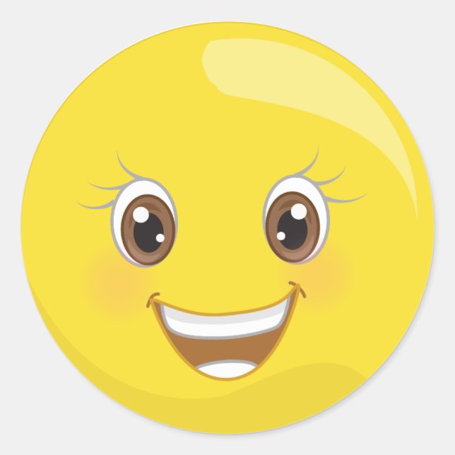 Adesivo Redondo Face Feliz Emoji Stickers (Frente)