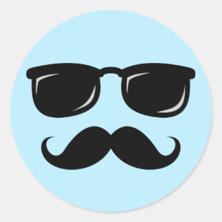 Adesivo Redondo Face incômoda com bigode e óculos de sol