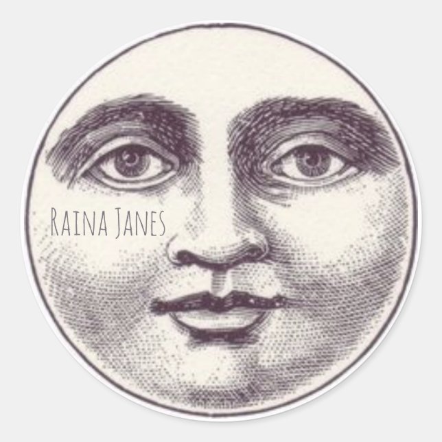 Adesivo Redondo Face Whimsical Da Lua (Frente)