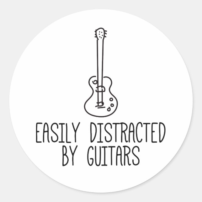 Adesivo Redondo Fácil Distração Por Guitarras (Frente)