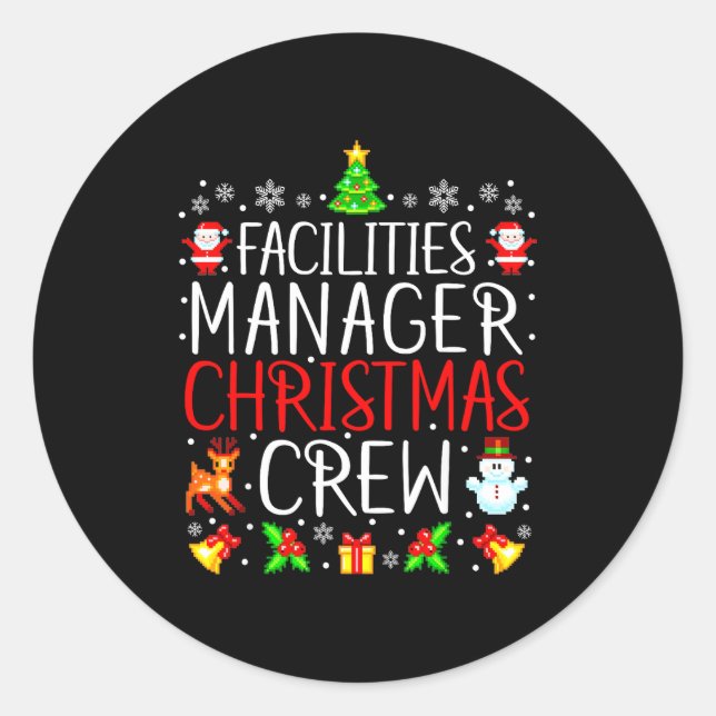 Adesivo Redondo Facilities Manager Christmas Crew Matching Xmas  (Frente)