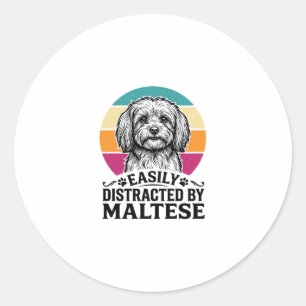 Adesivo Redondo Facilmente Distraído Pelo Design de Cachorro Vinta