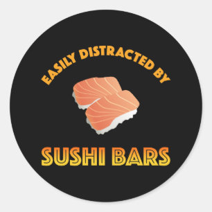 Adesivo Redondo Facilmente Distraído Por Barras De Sushi