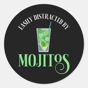 Adesivo Redondo Facilmente Distraído Por Mojitos