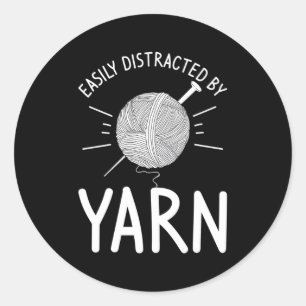 Adesivo Redondo Facilmente Distraído Por Yarn Crochet Knitting
