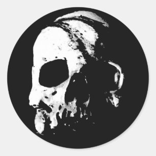 Adesivo Redondo Faculdade de Crânio Branco Preto