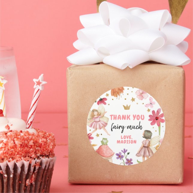 Adesivo Redondo Fada Aniversário 1 Fada De rua Obrigado Favor De P (Festa)