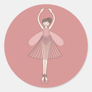 Adesivo Redondo Fada Bailarina Ilusima Rosa