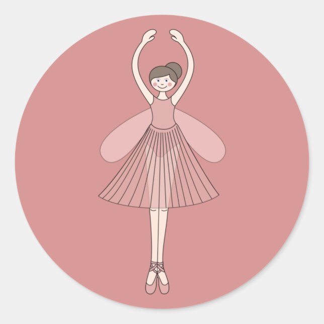 Adesivo Redondo Fada Bailarina Ilusima Rosa (Frente)