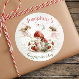 Adesivo Redondo fada caprichosa do jardim menina de um ano de idad