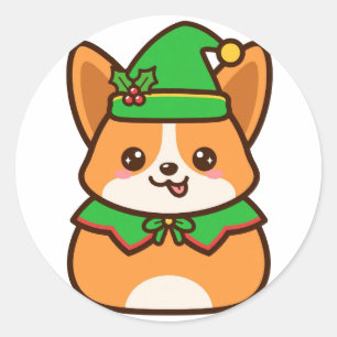 Adesivo Redondo Fada Corgi Fofo Natal