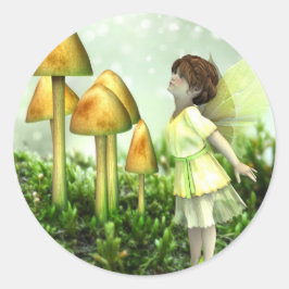 Adesivo Redondo Fada Curiosa - Fada e Toadstools