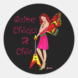 Adesivo Redondo Fada da guitarra