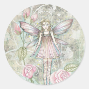 Adesivo Redondo Fada da Rosa Fantasiosa