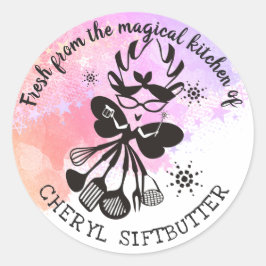 Adesivo Redondo Fada de assar cozinhar da cozinha do autocolante