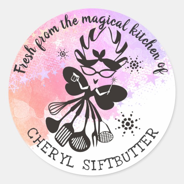 Adesivo Redondo Fada de assar cozinhar da cozinha do autocolante (Frente)