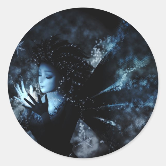 Adesivo Redondo Fada de inverno (Frente)