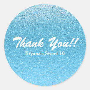 Adesivo Redondo Fada de Leite Azul Glitter Doce Festa 16