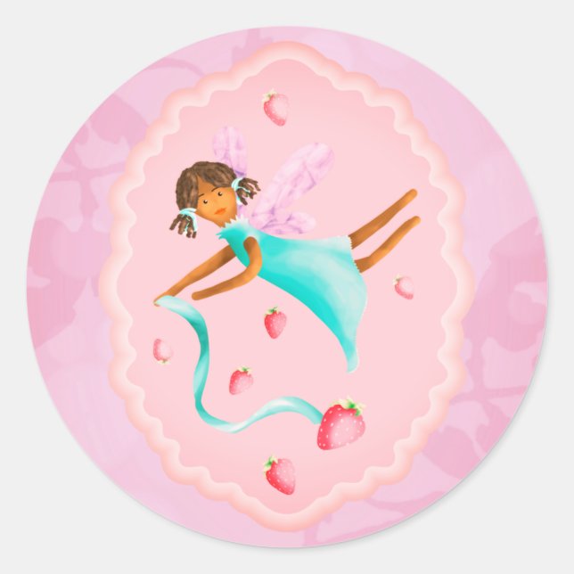 Adesivo Redondo Fada de morango (Frente)