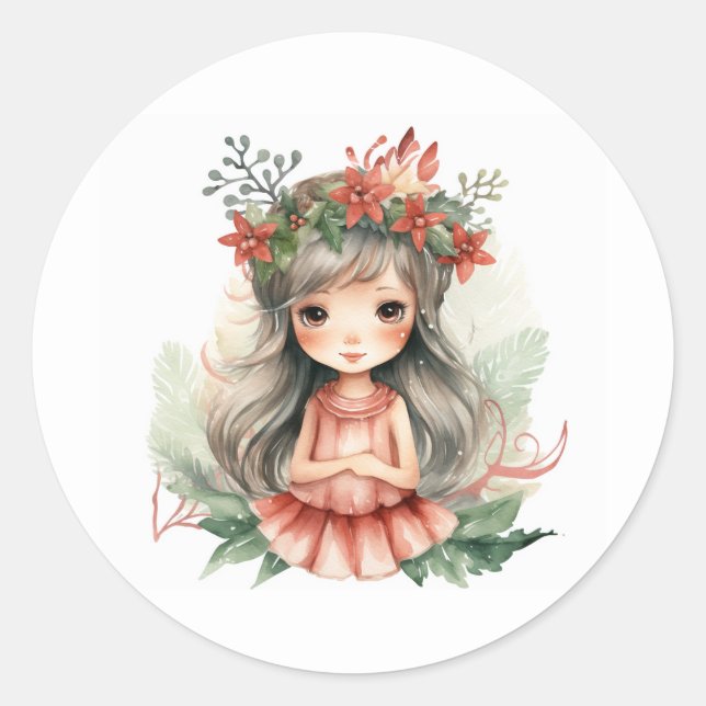 Adesivo Redondo Fada de Natal (Frente)