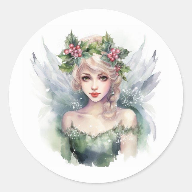 Adesivo Redondo Fada de Natal (Frente)