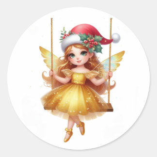 Adesivo Redondo Fada de Natal bonita