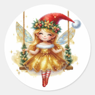 Adesivo Redondo Fada de Natal bonita