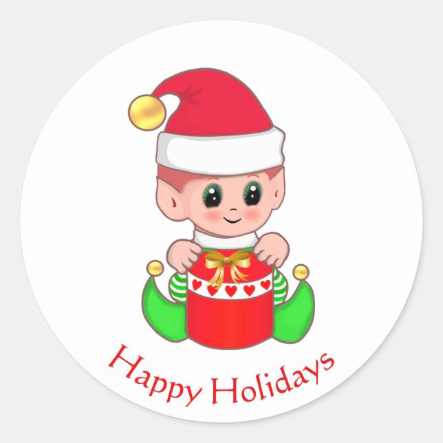 Adesivo Redondo Fada de Natal Fofo (Frente)