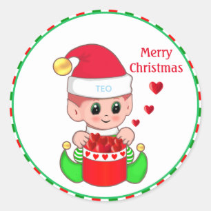 Adesivo Redondo Fada de Natal Fofo & Corações