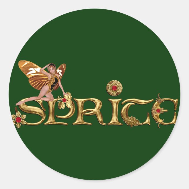 Adesivo Redondo Fada de Sprite ouro (Frente)