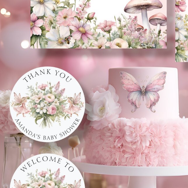 Adesivo Redondo Fada Encantada Floral Obrigado Chá Garota (Criador carregado)