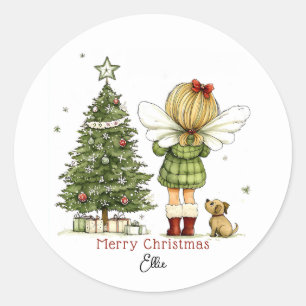 Adesivo Redondo Fada Fácil e Bonita Personalizada e Natal